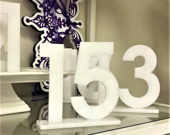 Cut Table Numbers - CLEAR or COLOR Acrylic - Customized to your color & font
