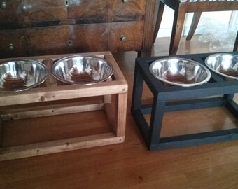 Double Dog Feeder Personalized Wood Raised Dog Feeder Dog Feeding