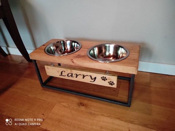 Handmade Metal dog bowl feeder rustic and functional-Raised dog
