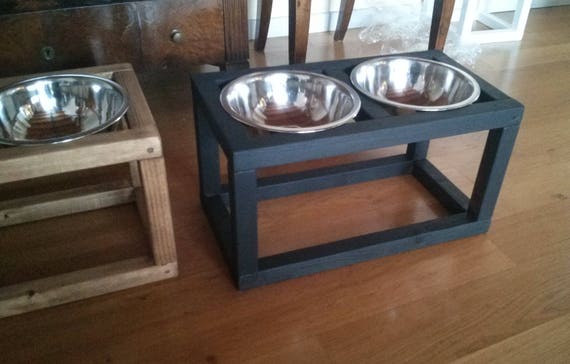 wooden raised dog feeder