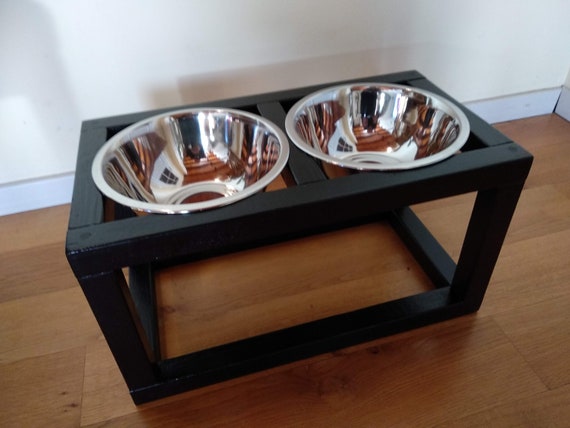 Personalized Wood Raised Dog Feeder Double Dog Feeder Dog Etsy