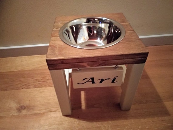 Raised Dog Feeder for Small Pet Rustic Bowl Stand Raised Dog Bowl Elevated  Pet Feeder Farmhouse Decor 
