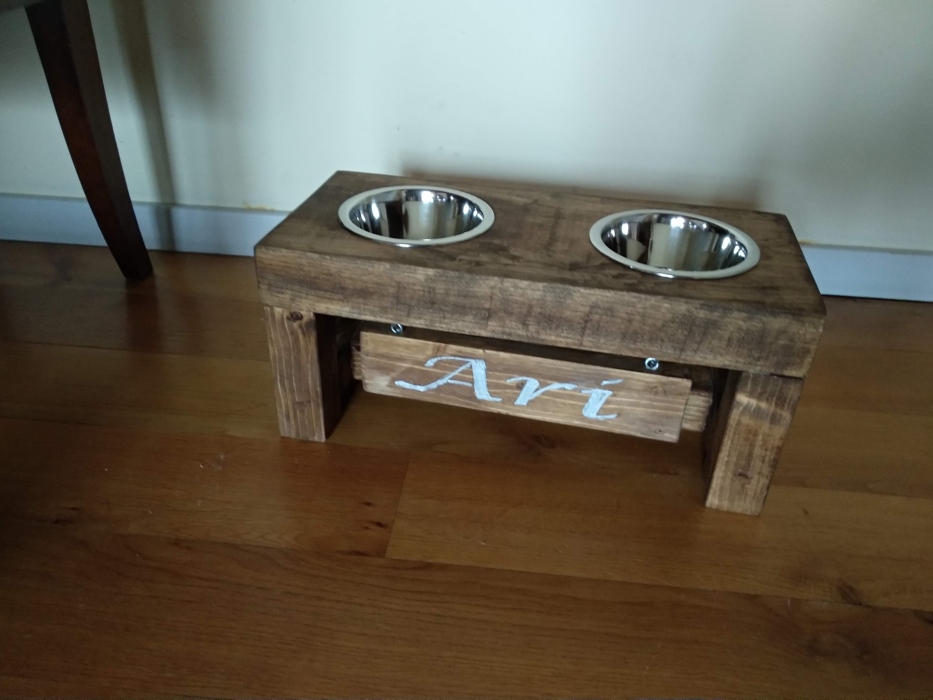 rustic elevated dog bowls