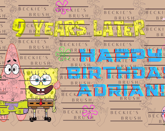 Editable Spongebob Banner Mockup for Birthdays