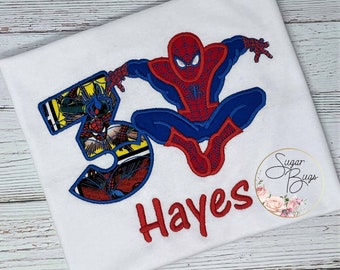 Spiderman Birthday shirt, Superhero Birthday Shirt, Toddler Birthday shirt,