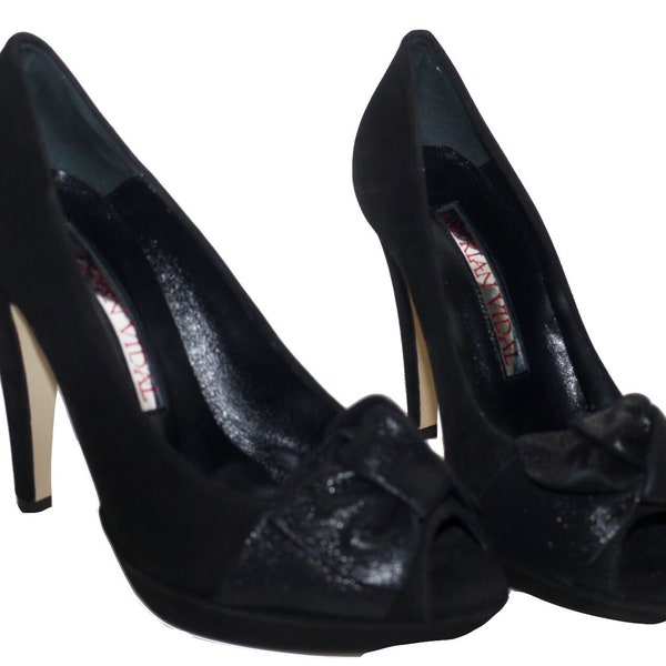Vintage Y2K Adrian Vidal Black Suede Shoes Heels