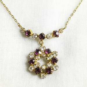 Art deco rhinestone necklace | 1920s 1930s vintage necklace | choker | amethyst glass rhinestones
