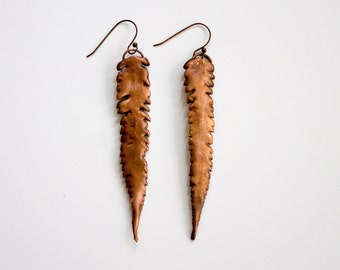 fern copper electroformed earrings