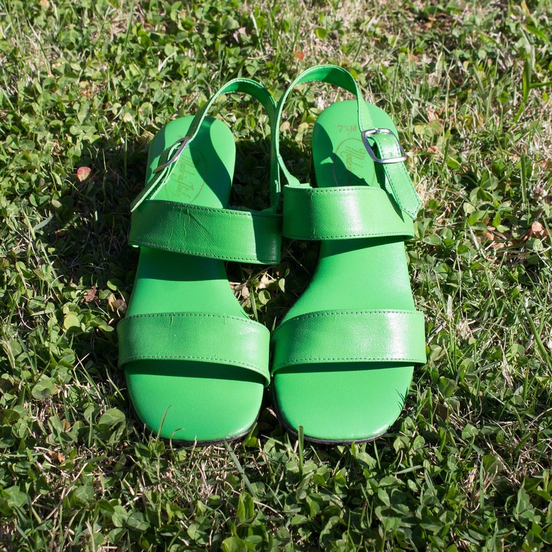 pink and lime green shoes