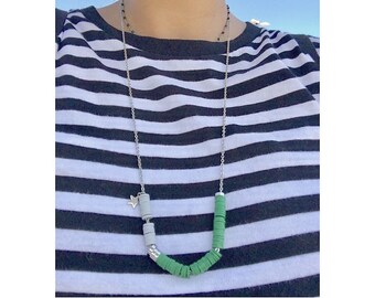 Needle-woven Osiris necklace with Czech glass beads and steel chain