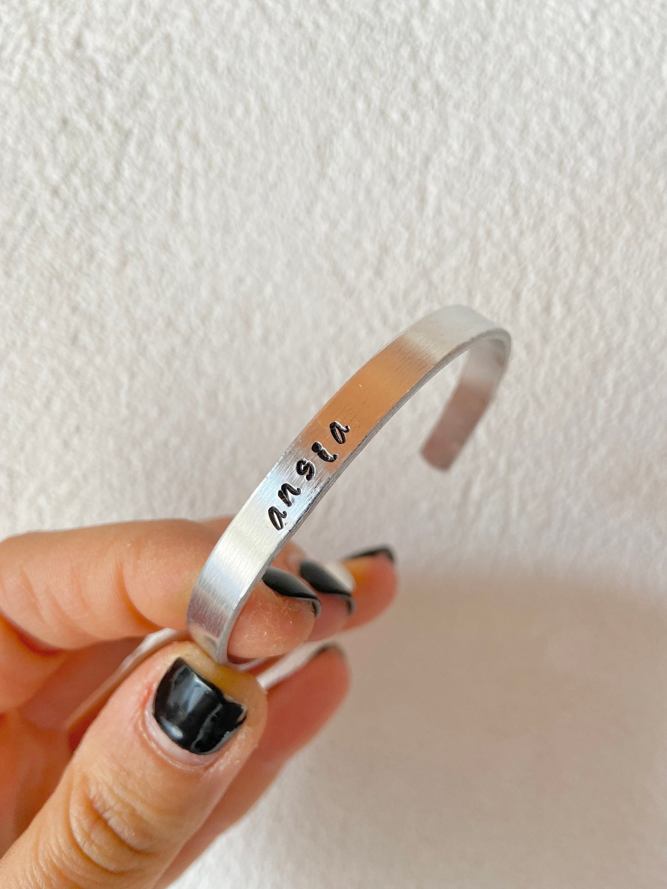 Bracciale Rigido Kada 925 Argento Sterling Donna Fatto a Mano Onice