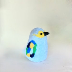Needle felted Bird sculpture quail blue bird ornament wool bird needle felt bird needle felted woodland blue yellow black green forest gift
