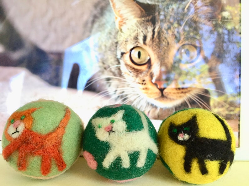 needle felted cat toys