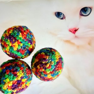 Crochet Cat Toy Balls: Jingle Bell Rattle, Set of 3