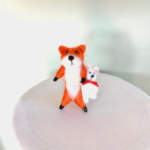 Needle felted fox Felt fox figurine baby fox cute as a button baby shower fox figurine fox art miniature wool animal felting needle fet fox