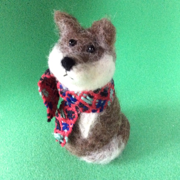 Needle felted Fox sculpture animal felting silver fox soft doll felting OOAK cute unique gift one of a kind fiber cute figurine miniature