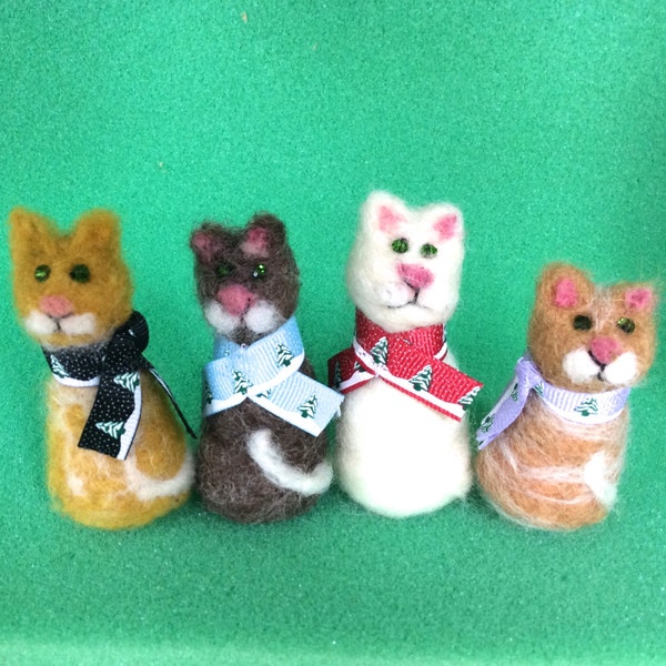 Rustic MINI CATs Set of 4 Needle felted Cat Felting felting kitten unique gift one of a kind felt doll OOAK stocking gift Christmas gift