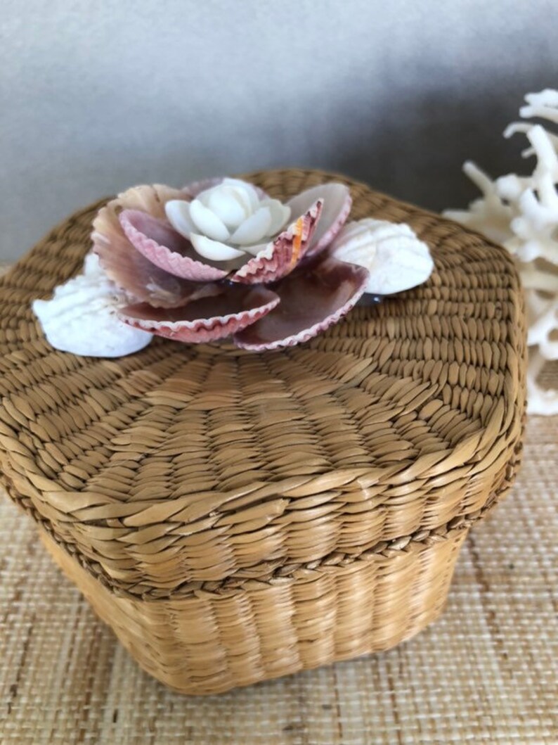 Vintage seagrass basket coastal gift boxes shell basket Etsy