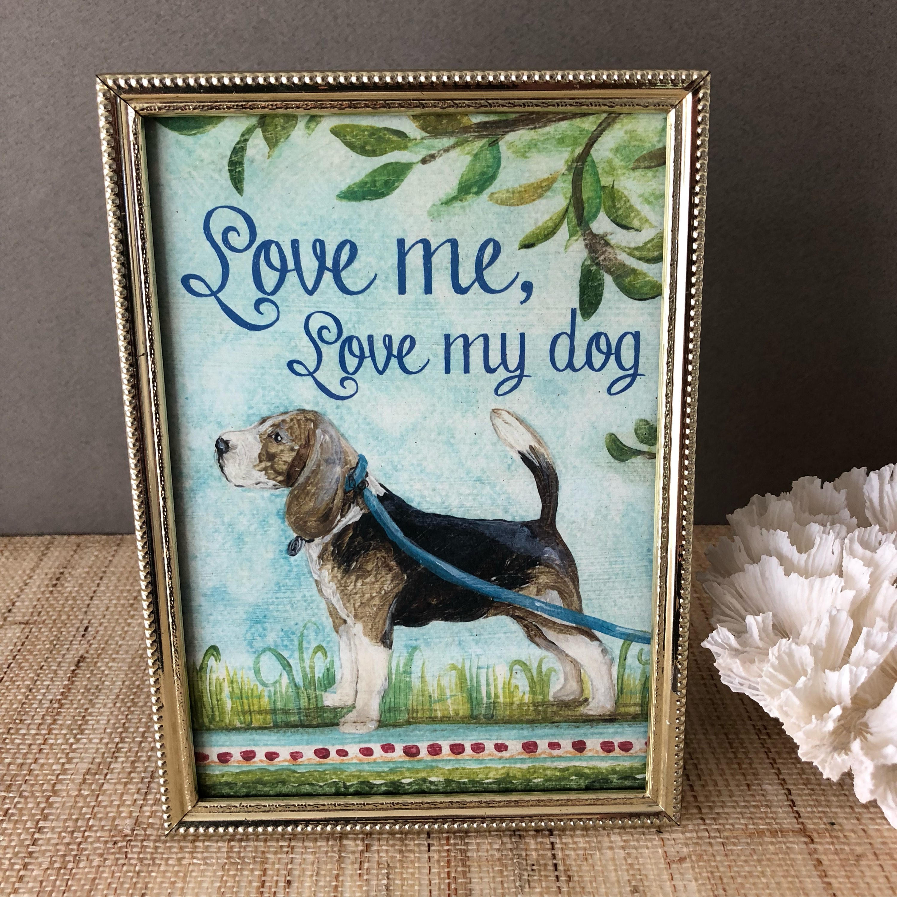 Beagle Art Gift Dog Print In Vintage Frame