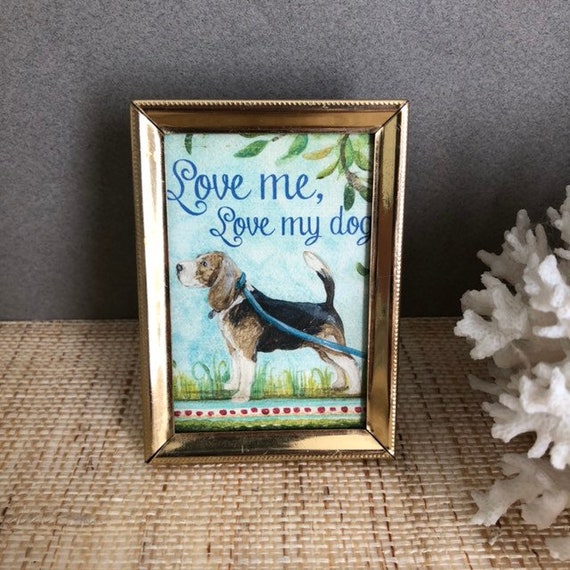 Beagle Art Gift Dog Print In Vintage Frame Kate Mcrostie Stocking Stuffer