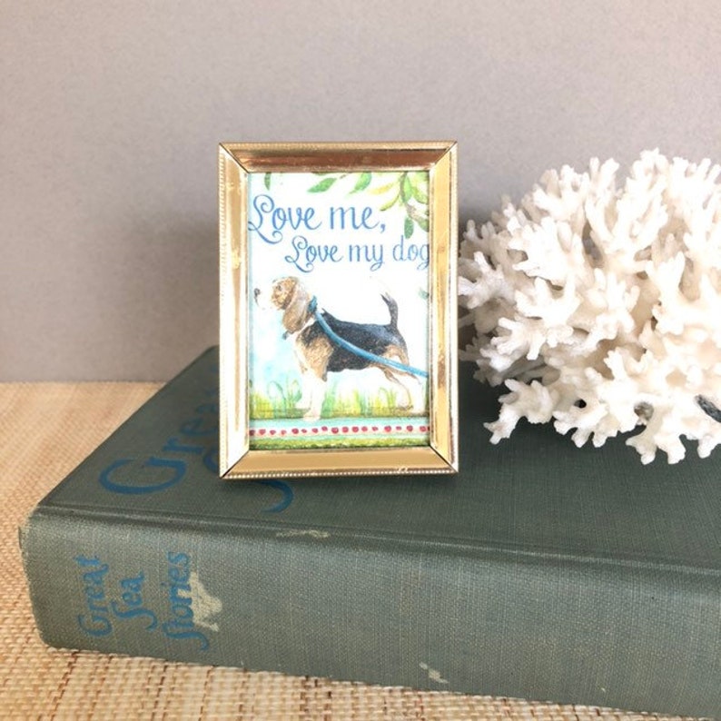 Beagle Art Gift Dog Print In Vintage Frame Kate Mcrostie Stocking Stuffer
