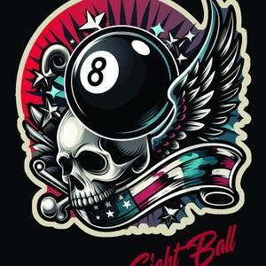 8 Ball T Shirt rockabilly, grunge, Rock, biker