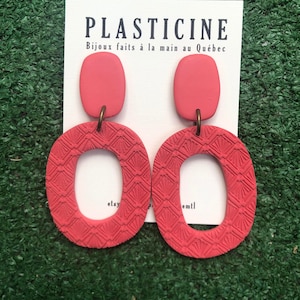 Marianne earrings - Polymer clay - earrings- polymer clay- handmade - handmade- coral and pattern