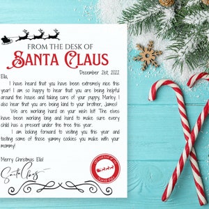 Carta do Papai Noel, modelo de carta do Papai Noel, carta personalizada do Papai Noel, correio do Papai Noel, imprimir em casa, carta editável do Papai Noel