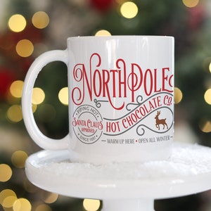 Kids hot cocoa Christmas mug, Personalized hot chocolate mug, Personalized Christmas gift for kids,  hot chocolate mug, North pole