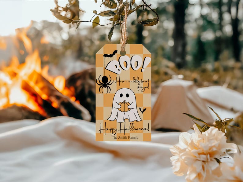 Rustic Boo Tags Printable Editable Boo Halloween Gift Tag Template: Canva Printable Treat Tag - Etsy