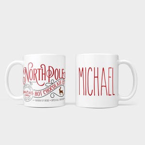 Kids hot cocoa Christmas mug, Personalized hot chocolate mug, Personalized Christmas gift for kids, hot chocolate mug, North pole image 2