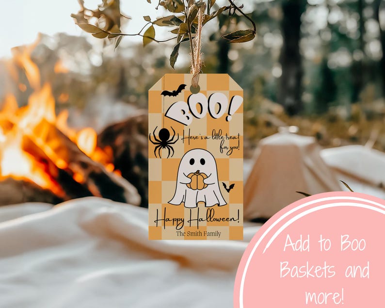 Editable Boo Halloween Gift Tag Template: Canva Printable Treat Tag - Etsy
