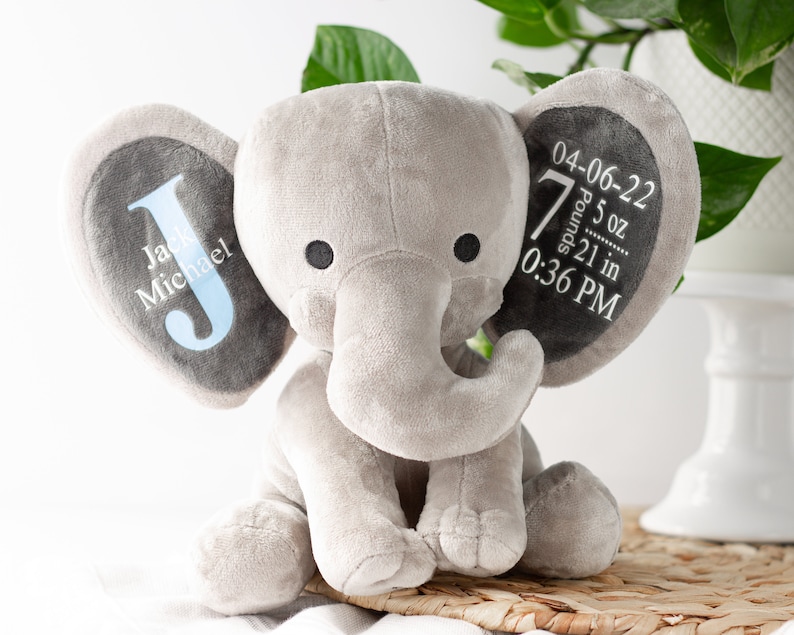 personalized Baby gift, Baby Keepsake, Baby gift, Custom baby plush, Birth Stat Elephant, Baby Shower Gift, Baby Girl Gift, Baby Boy Gift image 3