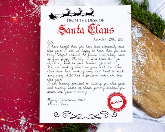 Letter From Santa Personalized Letter From Santa Santa Mail