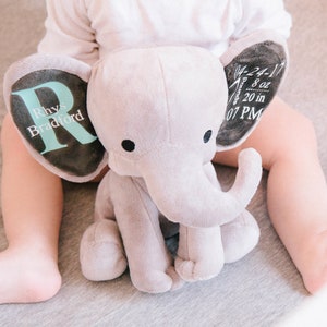 personalized Baby gift, Baby Keepsake, Baby gift, Custom baby plush, Birth Stat Elephant, Baby Shower Gift, Baby Girl Gift, Baby Boy Gift image 8