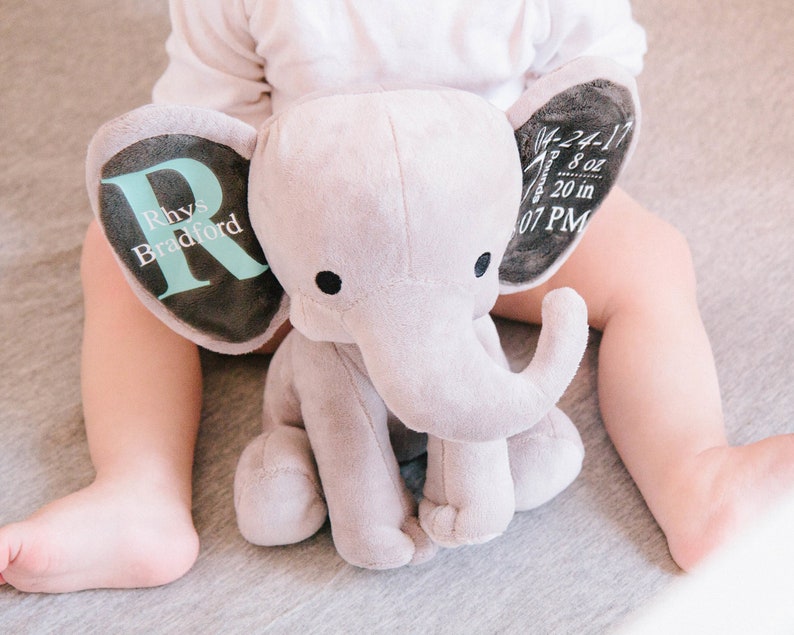 personalized Baby gift, Baby Keepsake, Baby gift, Custom baby plush, Birth Stat Elephant, Baby Shower Gift, Baby Girl Gift, Baby Boy Gift image 8