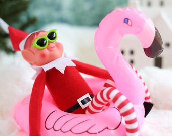 Elf flamingo pool float props