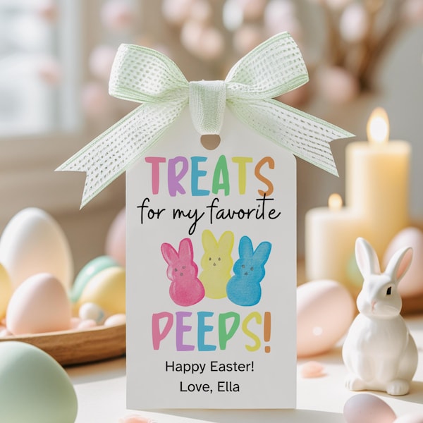 Etiquetas imprimibles para regalos de Pascua: "Dulces para mis amigos" - Plantilla de Canva (Descarga digital)