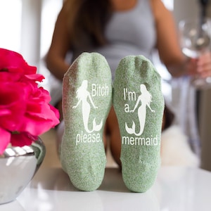 Mermaid Socks, Mothers Day Gift, Mother&#39;s Day Gift, Wine socks, Novelty Socks, funny socks, custom socks, Gift for her, gift for mom