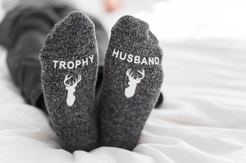 Trophy Husband Socks, Fathers Day Gift, Gift for Dad, Groomsmen Gift 