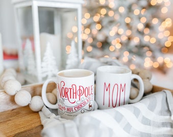 Kinder heißer Kakao Weihnachtsbecher, personalisierte heiße Schokoladenbecher, personalisiertes Weihnachtsgeschenk für Kinder, Heiße Schokoladenbecher, Nordpol