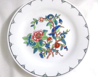 Elegant Chinese Porcelain Plate ~ Vintage Decor ~ Bird in Blossoming Tree ~ 10 1/2"