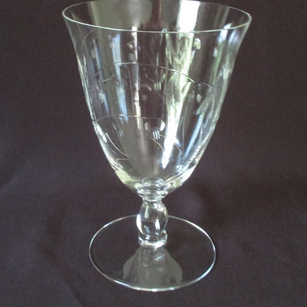 Vintage Crystal Footed Water or Ice Tea Glass or Goblet w/Delicate Etched Floral Pattern ~  Replacement Glass