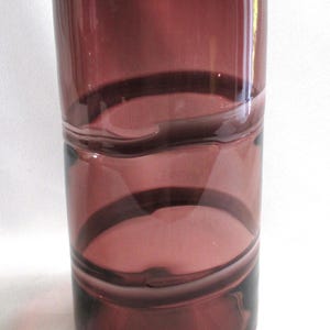 Handcrafted Amethyst Studio Art Glass Vase - 9 5/8&quot; Vintage Home Decor Fused Glass Rings & Pontil Mark