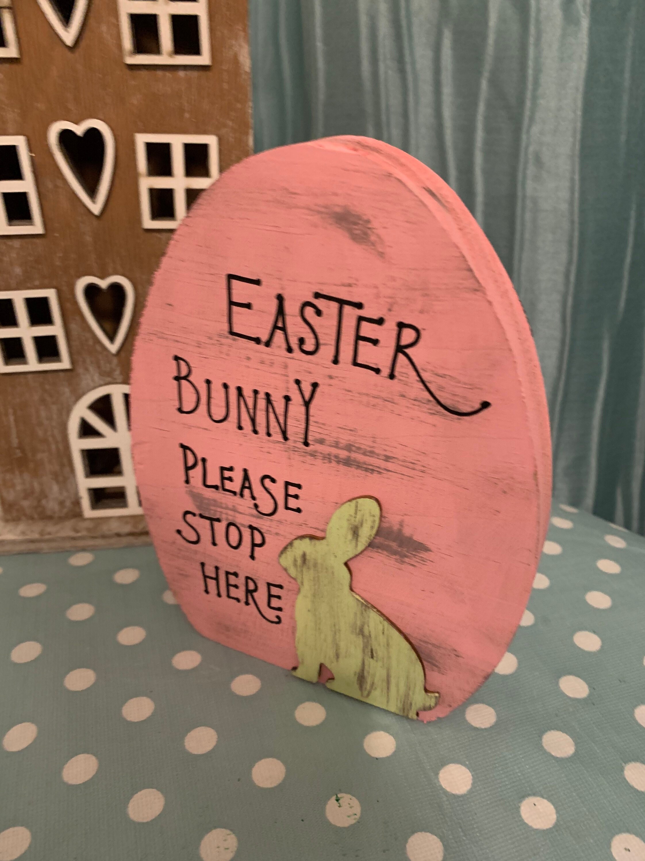 Wooden Easter Egg Sign Easter Decoration Etsy