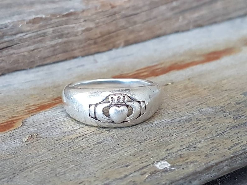 Sterling Silver Large Size Mens Irish Wedding Band Gifts For Him Claddagh Ring