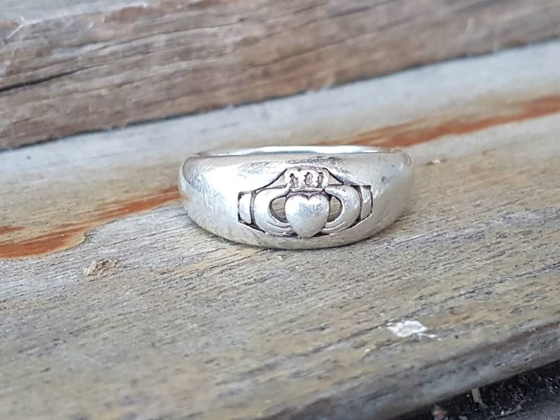 Sterling Silver Large Size Mens Irish Wedding Band Gifts For Him Claddagh Ring