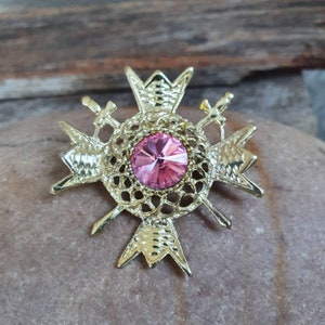 Vintage Maltese Cross Brooch , Heraldic Style