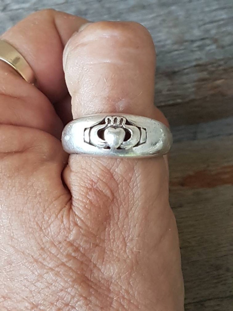 Sterling Silver Large Size Mens Irish Wedding Band Gifts For Him Claddagh Ring