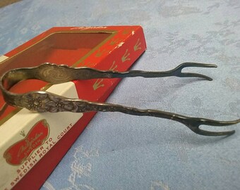 Nils Johan Sweden , Vintage Sugar Tongs, Silver Plated , Scandinavian Silver